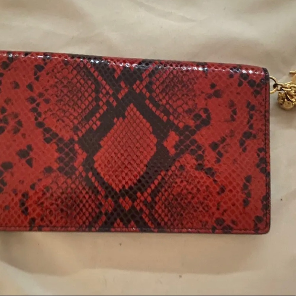 Authentic Alexander Mcqueen Red Python Envelop Cl… - image 5